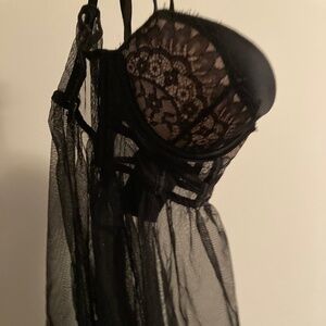 Victoria secret black sexy lingerie .